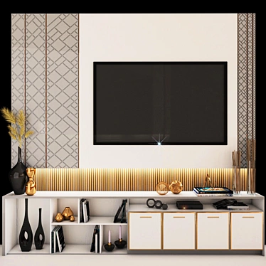 Modern TV Wall Set - 3D Max 2016 3D model image 1 