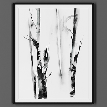 Elegant Black Framed Art 3D model image 1 