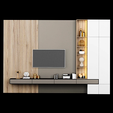 Modern TV Stand_75: Stylish and Spacious 3D model image 1 