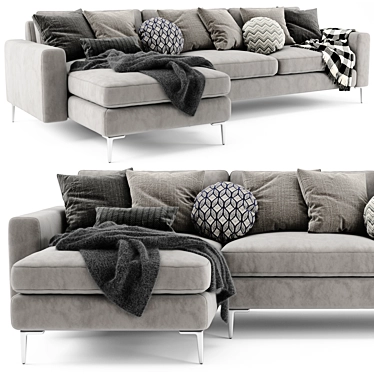 Sleek Nova Left Sectional Sofa 3D model image 1 