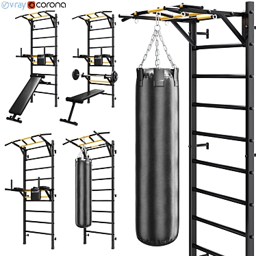 Versatile Wall Bars Set: Perfect for Fitness Training 3D model image 1 