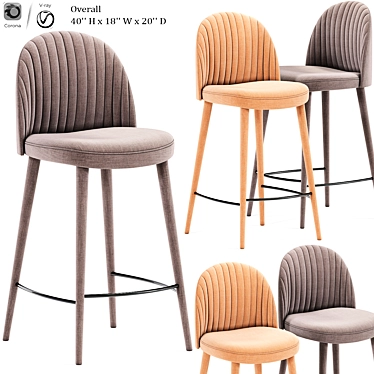 Mauricette Ecru Bar Stool: Sleek and Stylish Seating 3D model image 1 