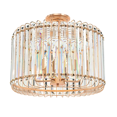 Elegant Pearl-Inlay Metal Chandelier 3D model image 1 