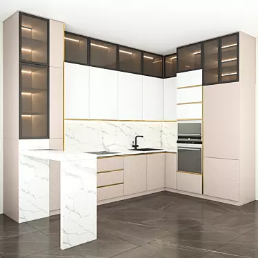 Modern Kitchen in Bright Style 3D model image 1 