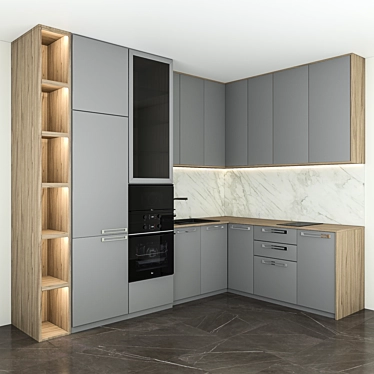 Title: Modern Corner Kitchen 3D model image 1 