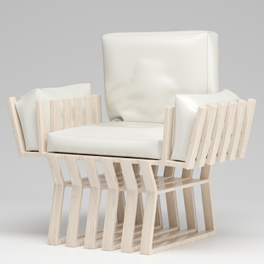 Cozy Wooden Frame Chair 3D model image 1 