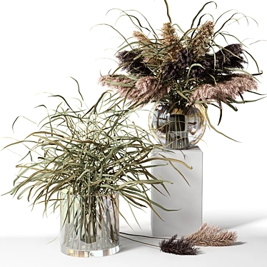 Elegant Herb Bouquets in Glass 3D model image 1 