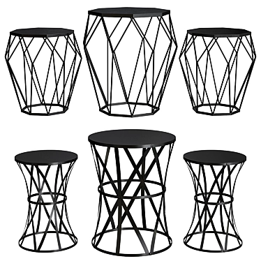 Sleek Black Metal Tables - Avantis 3D model image 1 