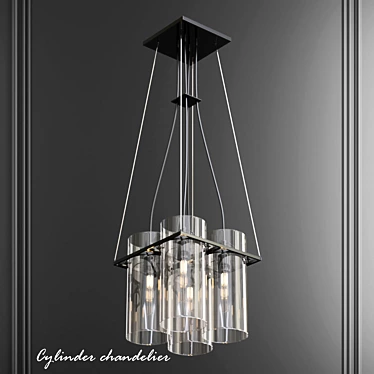 Elegant Glass Cylinder Chandelier 3D model image 1 