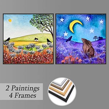 Elegant Wall Painting Set 3D model image 1 