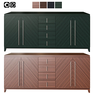 Modern Gas Hood Sideboard with Sink-Stove 3D model image 1 