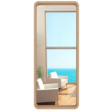 Elegant Ash Wooden Frame Mirror 3D model image 1 