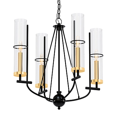 Elegant Smoked Iron & Gold Chandelier 3D model image 1 