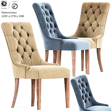 Elegant Thomas Tufted Dining Chair 3D model image 1 