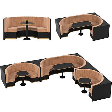 Restaurant Bar Set: Corner Sofa with 2 Colors 3D model image 1 