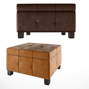 Sleek Bonded Leather Ottoman 3D model image 1 