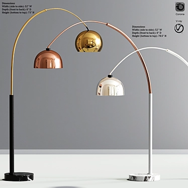 Sleek Arc Floor Lamps 3D model image 1 