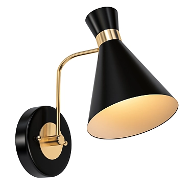 Sleek Black Cone Wall Sconce 3D model image 1 