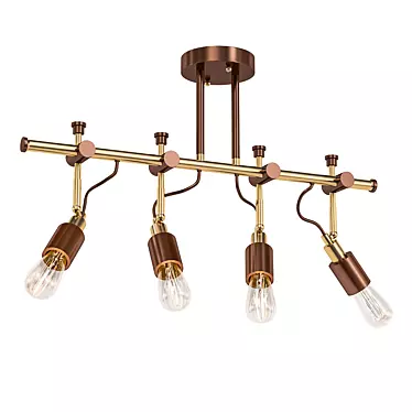 Sleek 4-Light Bronze Track Fixture 3D model image 1 