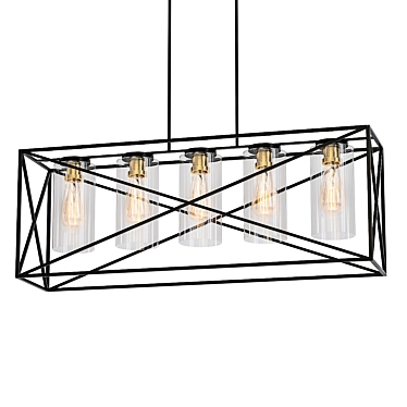 Elegant Black Pendant Light 3D model image 1 