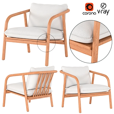 Scandi Curves Lounge Chair - Cozy and Stylish 3D model image 1 