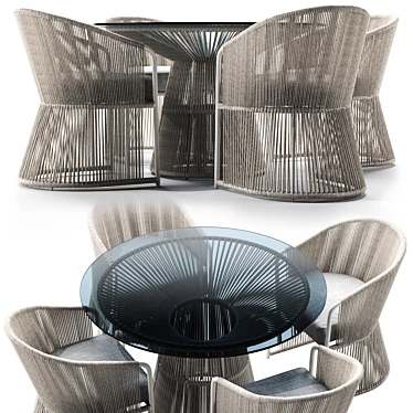 Modern Outdoor Dining Set: Tibidabo Table and Armchair 3D model image 1 