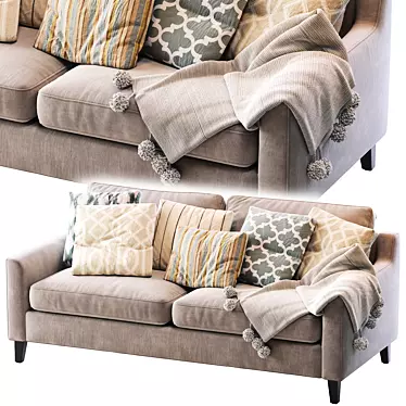 Elegant Beverly Sofa - 80" Wide, Upholstered 3D model image 1 