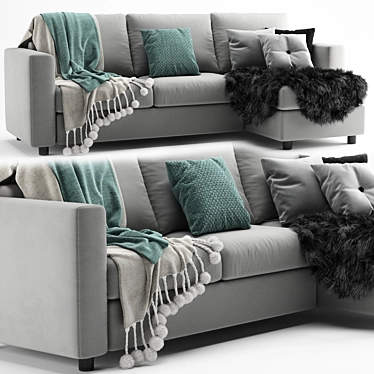 Modern Finned Sofa: Contemporary Design, Comfort & Style 3D model image 1 