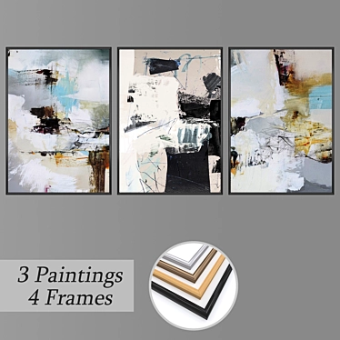 3-Piece Wall Painting Set with Multiple Frame Options 3D model image 1 