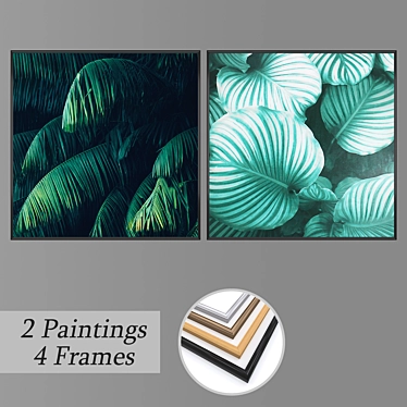 Modern Wall Art Set with Frames 3D model image 1 