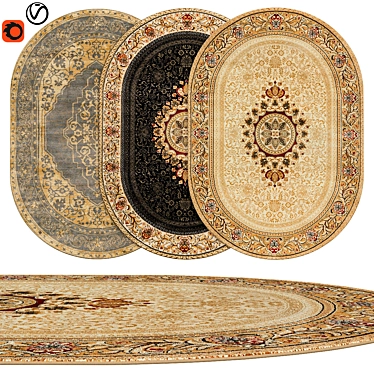 Quality Texture Oval Rugs 3D model image 1 