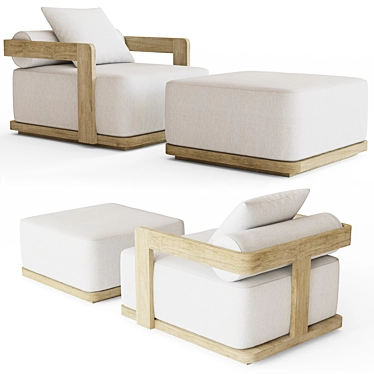 Prado Teak Lounge Chair - Stylish and Comfortable 3D model image 1 