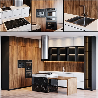 Modern Kitchen with Appliances 3D model image 1 