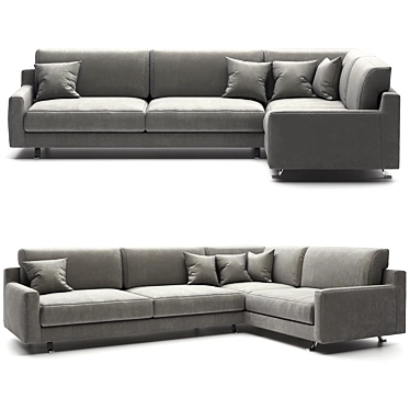 Contemporary Gray Corner Sofa 3D model image 1 