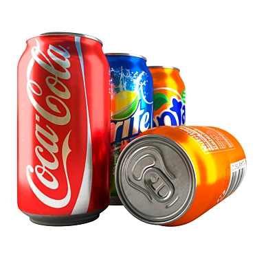 Premium Carbonated Beverages: Coca-Cola, Fanta, Sprite 3D model image 1 