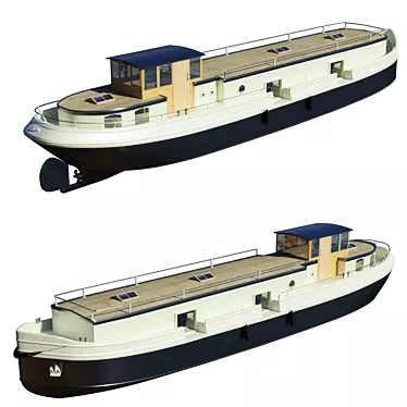 Luxury Floating Retreat: Houseboat Barge 3D model image 1 