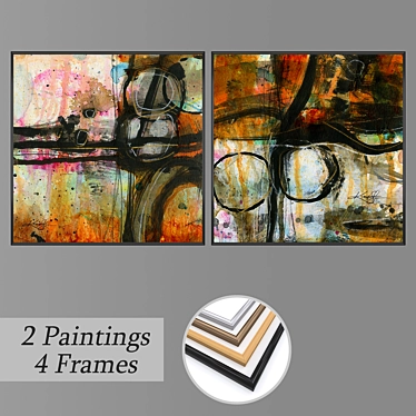 Elegant Frame Set with Paintings 3D model image 1 