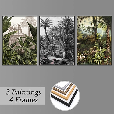 Elegant Wall Painting Set 3D model image 1 