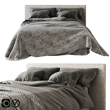 Sleek Gray Bed: Elegant Simplicity 3D model image 1 