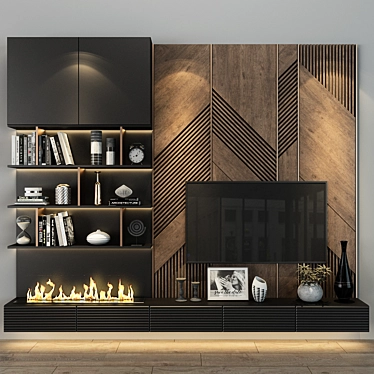 Modern Wood Cabinet - Elegant Storage Solution 3D model image 1 