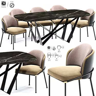 Elegant Sea Foam Dining Chair Table 3D model image 1 