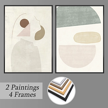 Modern Wall Art Set with Multiple Frames 3D model image 1 