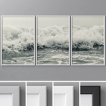 Modern Triptych Art: Abstract Images 3D model image 1 