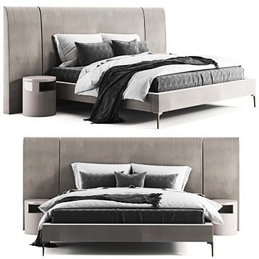 West Elm Andes Wide Bed: Modern King Size with Modloft Night Stand 3D model image 1 
