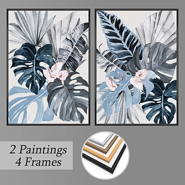 Versatile Set of Wall Paintings with Various Frame Options 3D model image 1 