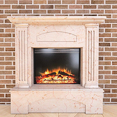 Elegant Crema Nuova Marble Fireplace 3D model image 1 
