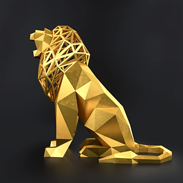 Regal Roaring Lion Statue 3D model image 1 