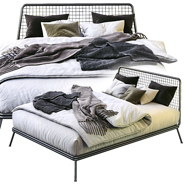 NIANDER Mesh Queen Bed: Modern & Stylish Sleep Solution 3D model image 1 