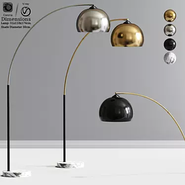 Sleek Arquer Arc Lamp 3D model image 1 