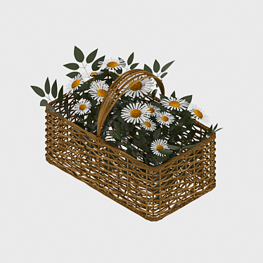 Daisy Bliss Basket: A Delightful Floral Arrangement 3D model image 1 